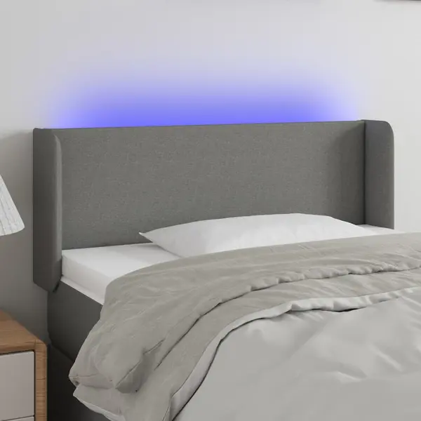 Gossi tablie de pat cu led, gri inchis, 103x16x78/88 cm, textil