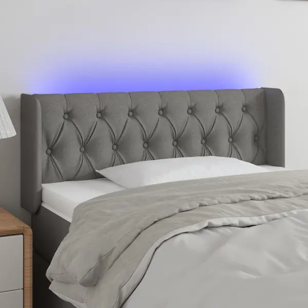 Gossi tablie de pat cu led, gri inchis, 103x16x78/88 cm, textil