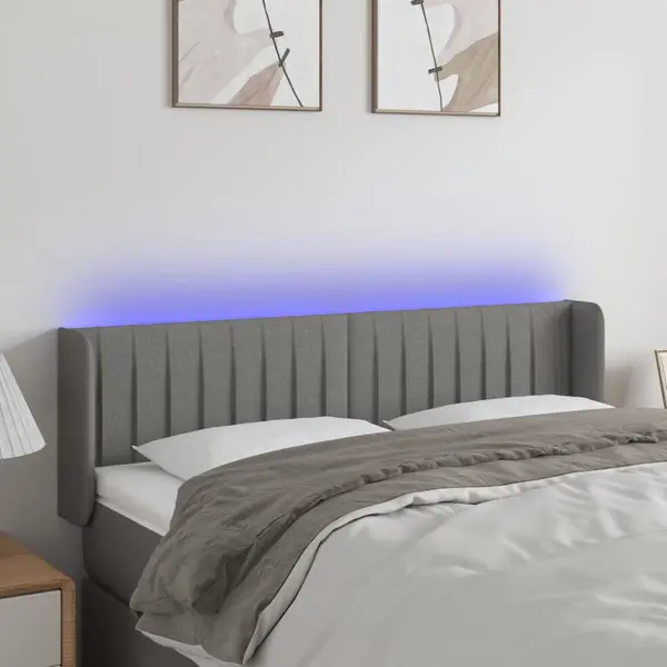 Gossi tablie de pat cu led, gri inchis, 147x16x78/88 cm, textil