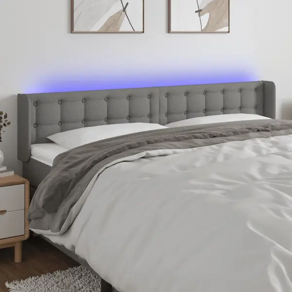 Gossi tablie de pat cu led, gri inchis, 163x16x78/88 cm, textil