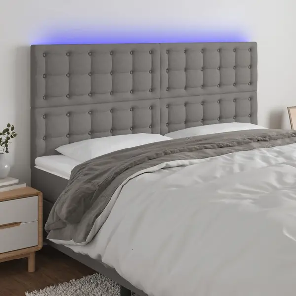 Gossi tablie de pat cu led, gri inchis, 180x5x118/128 cm, textil