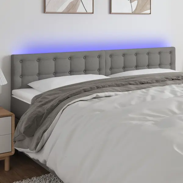 Gossi tablie de pat cu led, gri inchis, 180x5x78/88 cm, textil