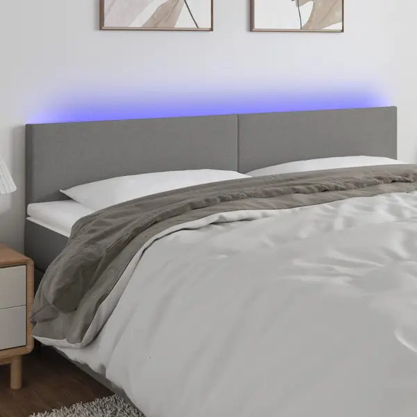 Gossi tablie de pat cu led, gri inchis, 180x5x78/88 cm, textil