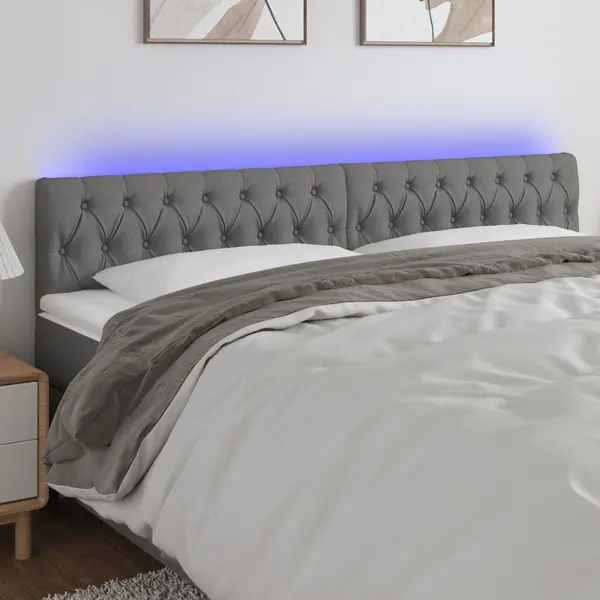 Gossi tablie de pat cu led, gri inchis, 180x7x78/88 cm, textil