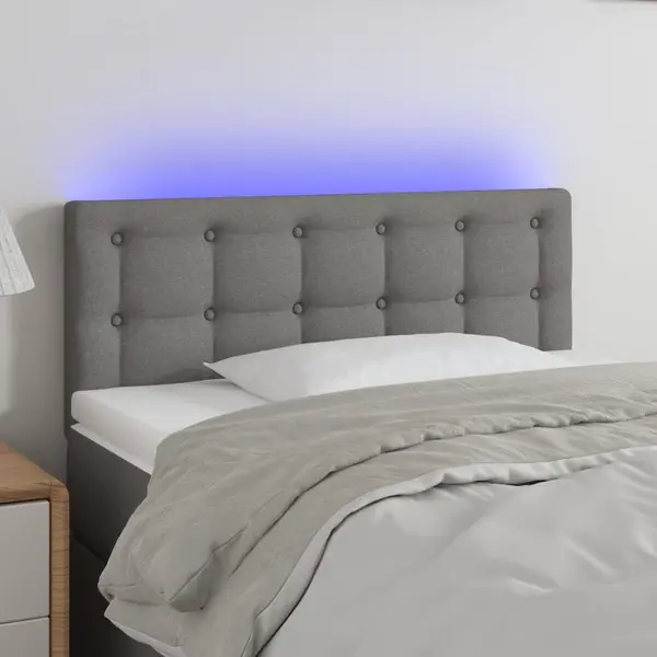 Gossi tablie de pat cu led, gri inchis, 80x5x78/88 cm, textil