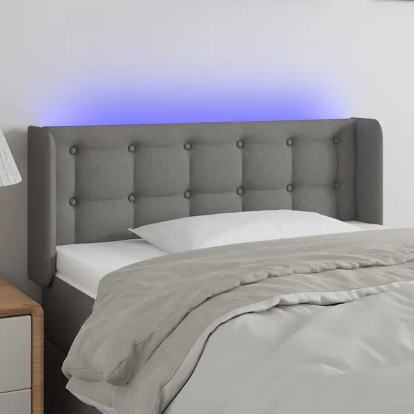 Gossi tablie de pat cu led, gri inchis, 83x16x78/88 cm, textil