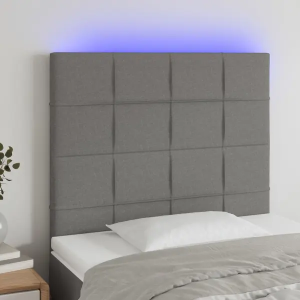 Gossi tablie de pat cu led, gri inchis, 90x5x118/128 cm, textil