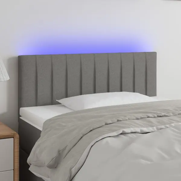 Gossi tablie de pat cu led, gri inchis, 90x5x78/88 cm, textil