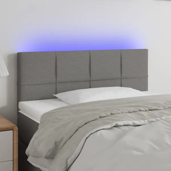 Gossi tablie de pat cu led, gri inchis, 90x5x78/88 cm, textil