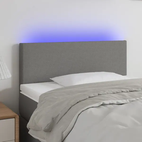 Gossi tablie de pat cu led, gri inchis, 90x5x78/88 cm, textil