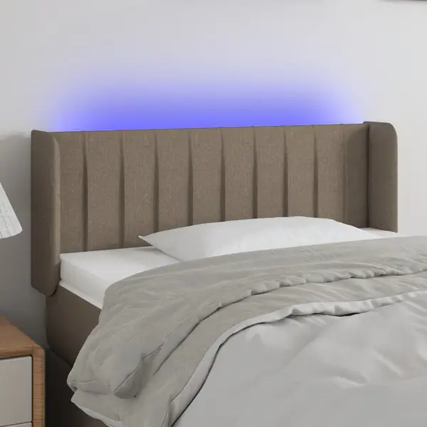 Gossi tablie de pat cu led, gri taupe, 103x16x78/88 cm, textil