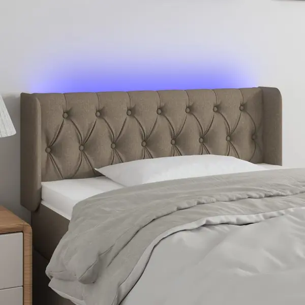 Gossi tablie de pat cu led, gri taupe, 103x16x78/88 cm, textil