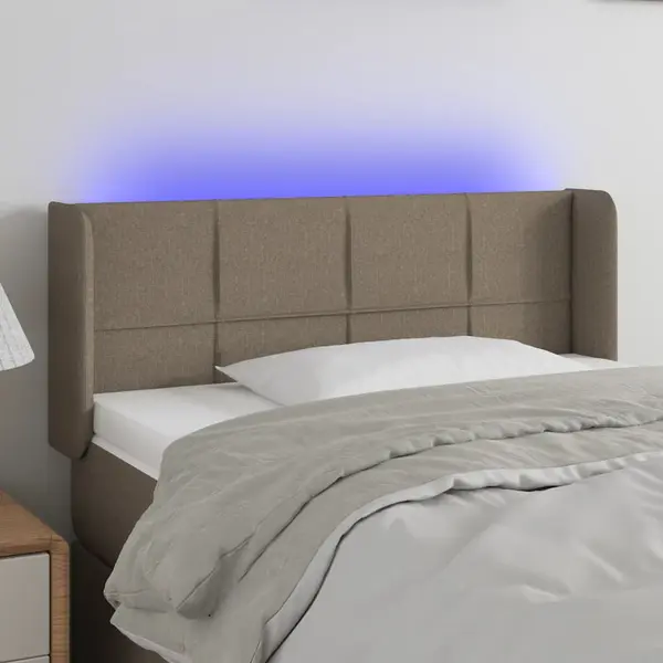 Gossi tablie de pat cu led, gri taupe, 103x16x78/88 cm, textil
