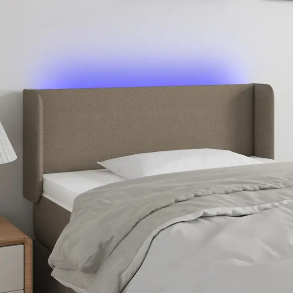 Gossi tablie de pat cu led, gri taupe, 103x16x78/88 cm, textil