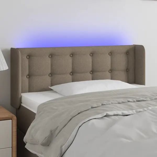 Gossi tablie de pat cu led, gri taupe, 103x16x78/88 cm, textil
