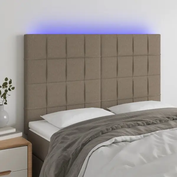 Gossi tablie de pat cu led, gri taupe, 144x5x118/128 cm, textil