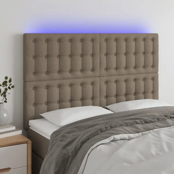 Gossi tablie de pat cu led, gri taupe, 144x5x118/128 cm, textil