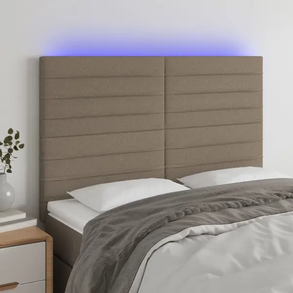Gossi tablie de pat cu led, gri taupe, 144x5x118/128 cm, textil