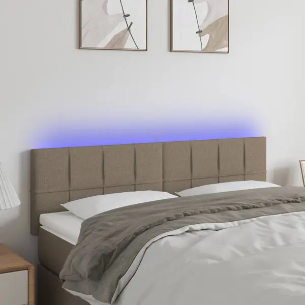Gossi tablie de pat cu led, gri taupe, 144x5x78/88 cm, textil