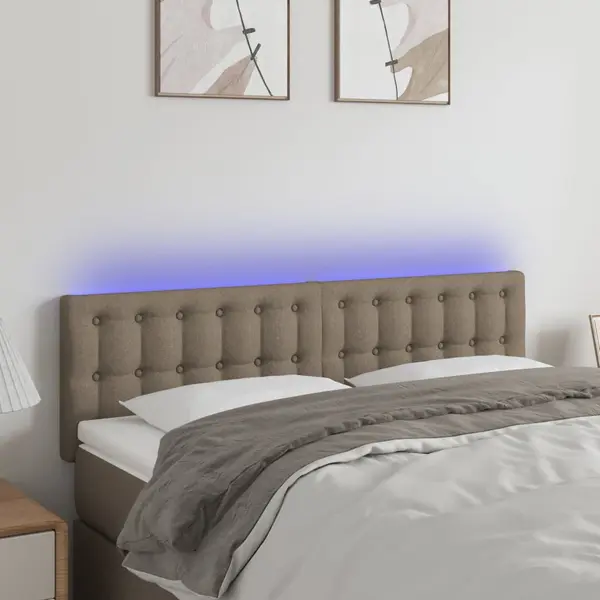 Gossi tablie de pat cu led, gri taupe, 144x5x78/88 cm, textil
