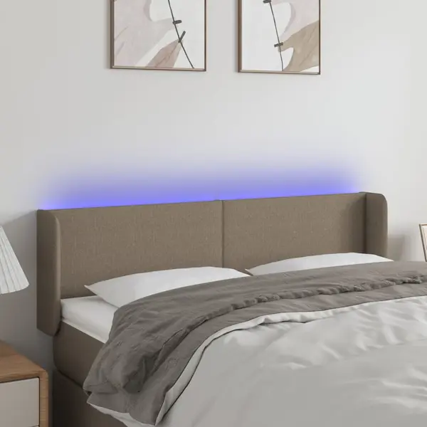 Gossi tablie de pat cu led, gri taupe, 147x16x78/88 cm, textil