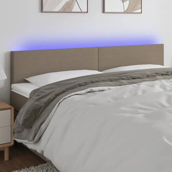 Gossi tablie de pat cu led, gri taupe, 160x5x78/88 cm, textil
