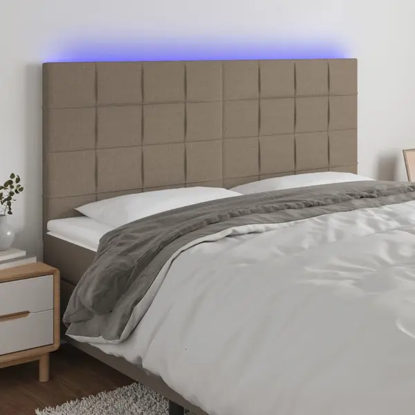 Gossi tablie de pat cu led, gri taupe, 180x5x118/128 cm, textil