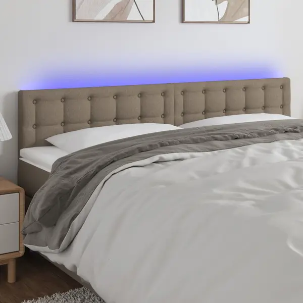 Gossi tablie de pat cu led, gri taupe, 180x5x78/88 cm, textil