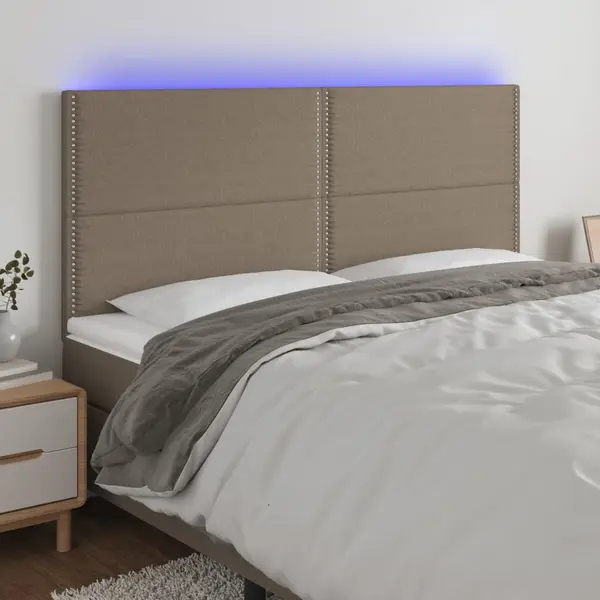 Gossi tablie de pat cu led, gri taupe, 200x5x118/128 cm, textil