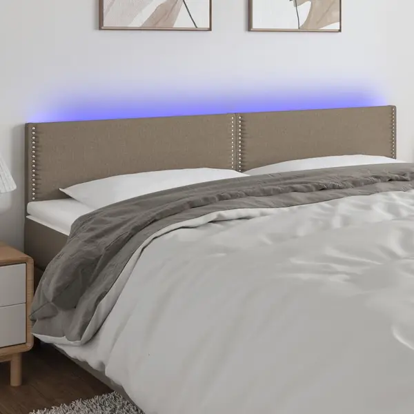 Gossi tablie de pat cu led, gri taupe, 200x5x78/88 cm, textil
