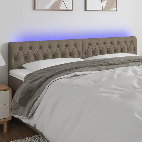 Gossi tablie de pat cu led, gri taupe, 200x7x78/88 cm, textil