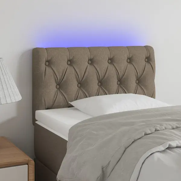 Gossi tablie de pat cu led, gri taupe, 80x7x78/88 cm, textil