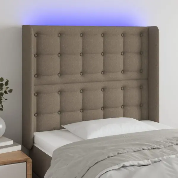 Gossi tablie de pat cu led, gri taupe, 83x16x118/128 cm, textil