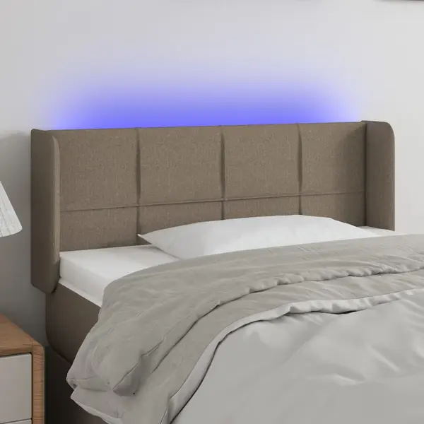 Gossi tablie de pat cu led, gri taupe, 83x16x78/88 cm, textil
