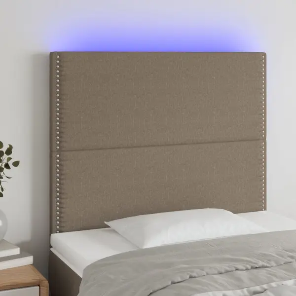Gossi tablie de pat cu led, gri taupe, 90x5x118/128 cm, textil