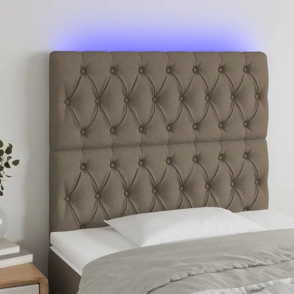 Gossi tablie de pat cu led, gri taupe, 90x7x118/128 cm, textil