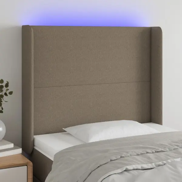 Gossi tablie de pat cu led, gri taupe, 93x16x118/128 cm, textil