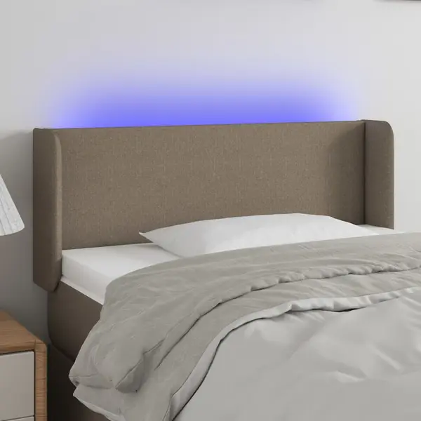Gossi tablie de pat cu led, gri taupe, 93x16x78/88 cm, textil