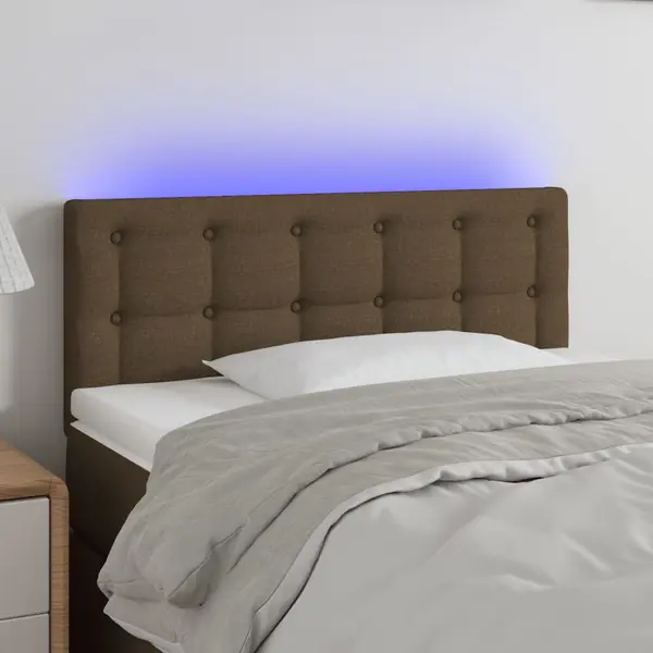 Gossi tablie de pat cu led, maro inchis, 100x5x78/88 cm, textil