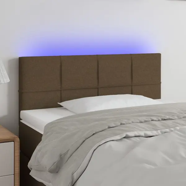 Gossi tablie de pat cu led, maro inchis, 100x5x78/88 cm, textil