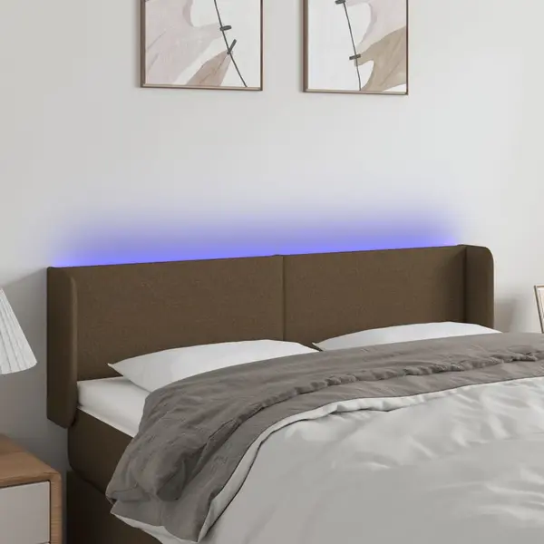 Gossi tablie de pat cu led, maro inchis, 147x16x78/88 cm, textil