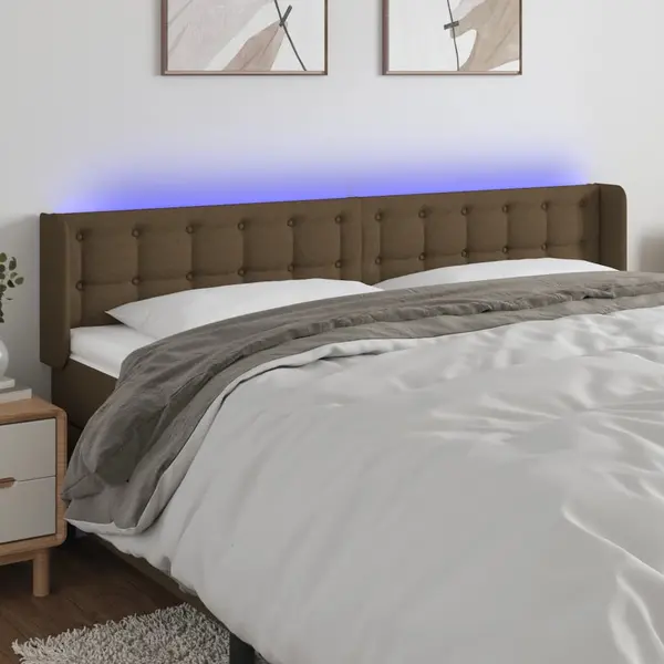 Gossi tablie de pat cu led, maro inchis, 163x16x78/88 cm, textil