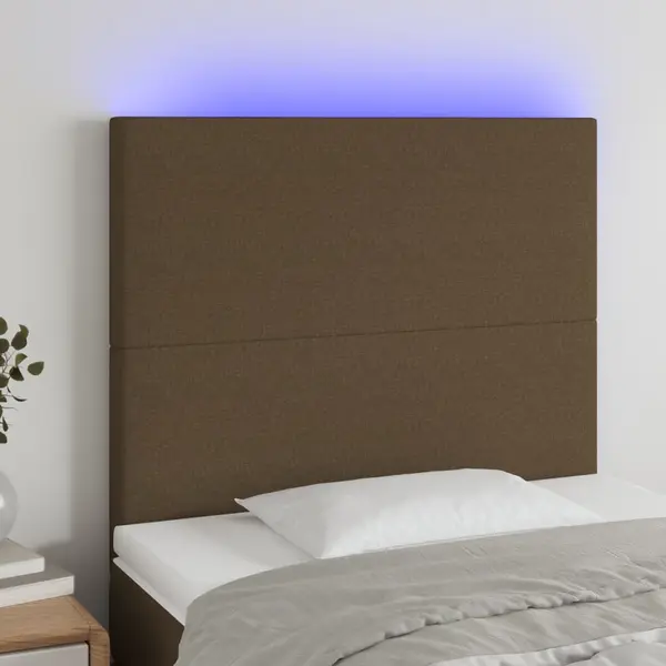 Gossi tablie de pat cu led, maro inchis, 80x5x118/128 cm, textil