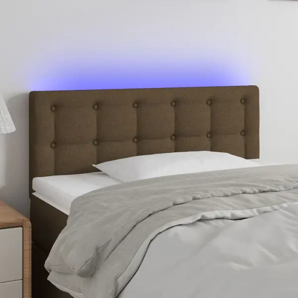 Gossi tablie de pat cu led, maro inchis, 80x5x78/88 cm, textil
