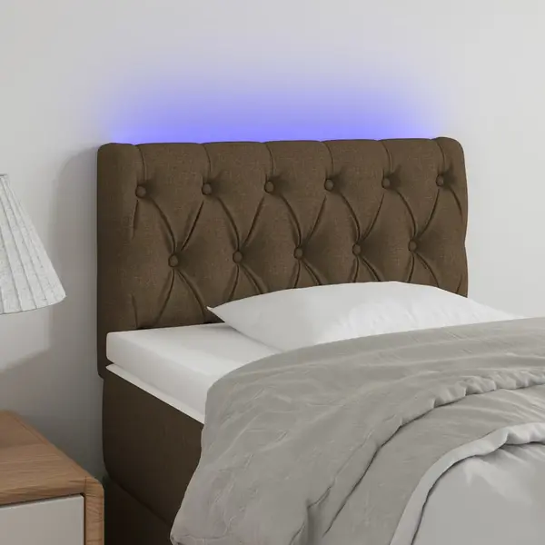 Gossi tablie de pat cu led, maro inchis, 80x7x78/88 cm, textil