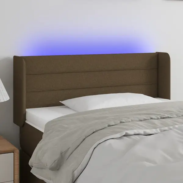 Gossi tablie de pat cu led, maro inchis, 83x16x78/88 cm, textil
