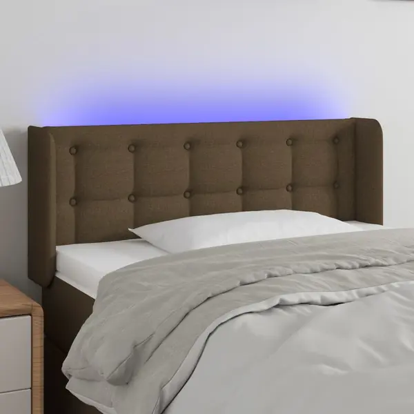 Gossi tablie de pat cu led, maro inchis, 83x16x78/88 cm, textil