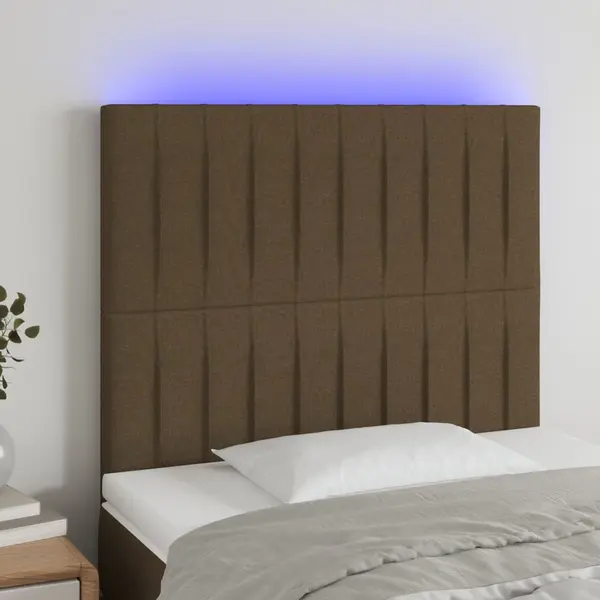 Gossi tablie de pat cu led, maro inchis, 90x5x118/128 cm, textil