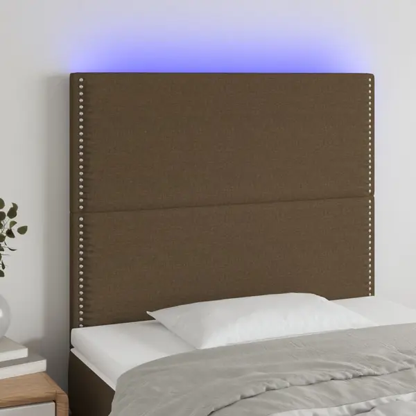 Gossi tablie de pat cu led, maro inchis, 90x5x118/128 cm, textil