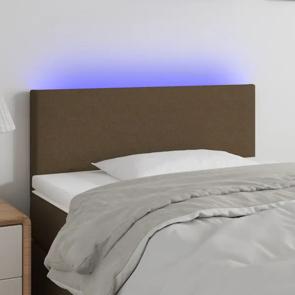 Gossi tablie de pat cu led, maro inchis, 90x5x78/88 cm, textil